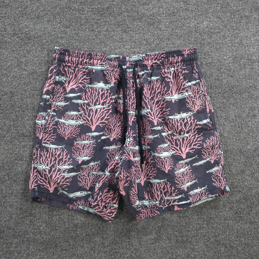 Vilebrequin Swim Trunks Mens L Multicolor Coral Fishes Print Beach Tropical